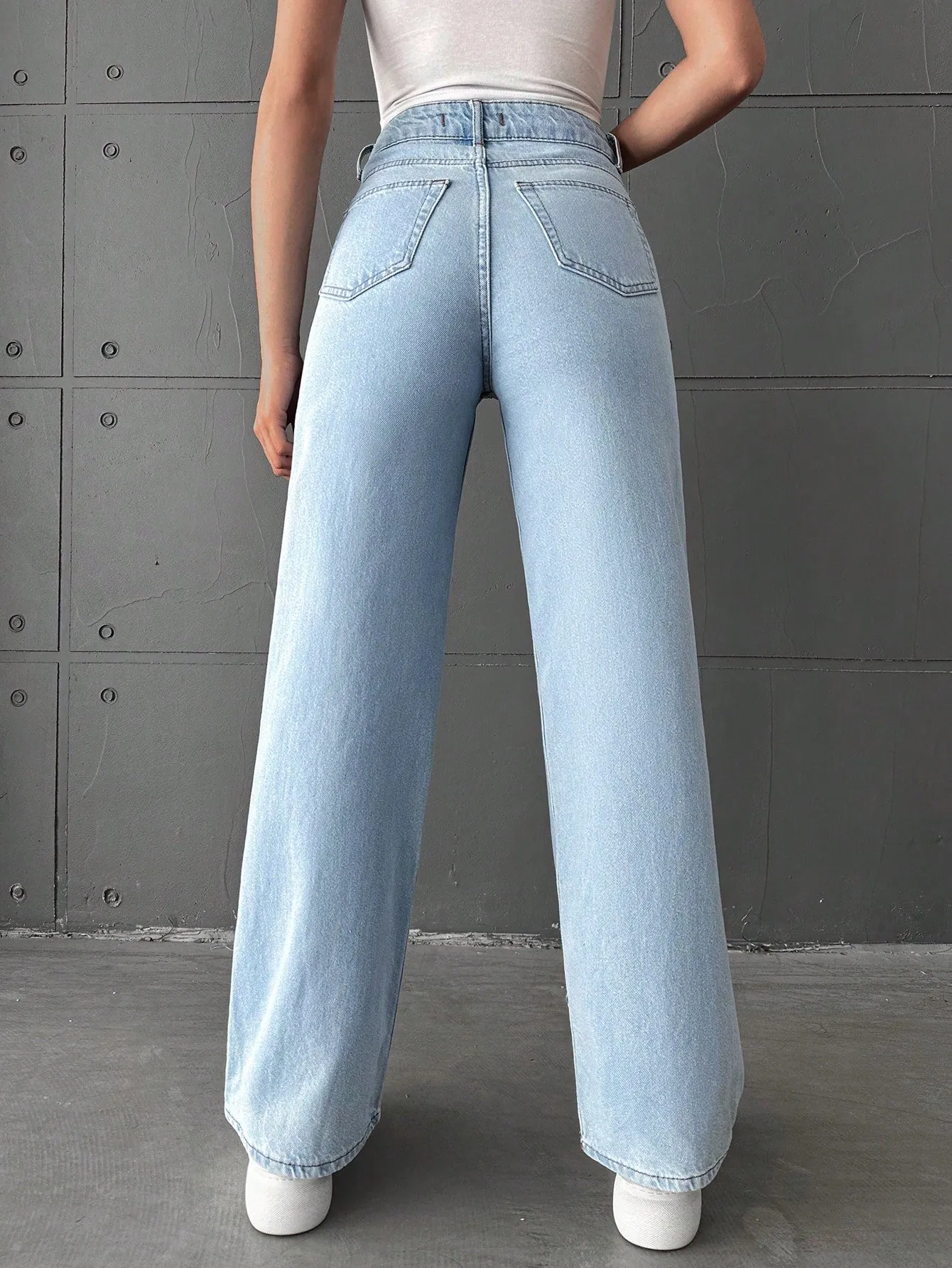 Wash Out Regular Blue Stretch Tailored Straight Leg Jeans