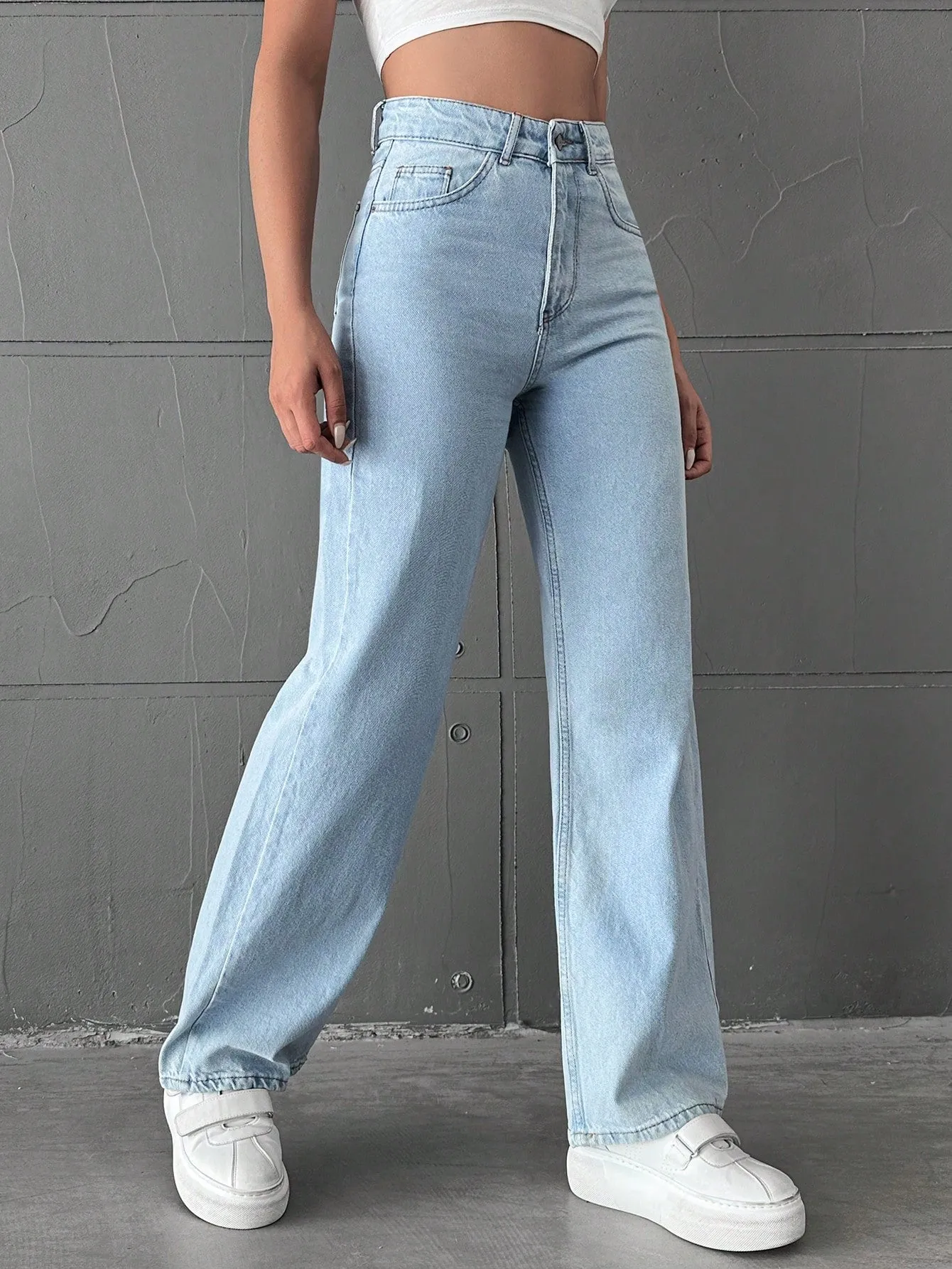 Wash Out Regular Blue Stretch Tailored Straight Leg Jeans