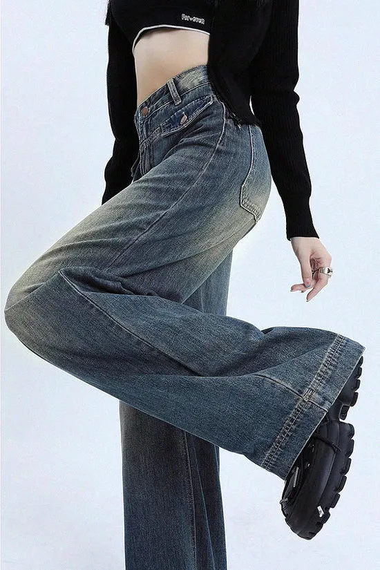 Vintage Y2K Tinted Wash Baggy Wide-Leg Jeans