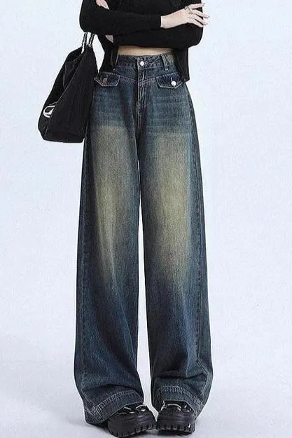 Vintage Y2K Tinted Wash Baggy Wide-Leg Jeans